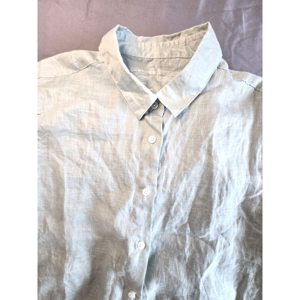 Muji Mint Green Shirt Layering Linen Minimalist Quiet Luxury Old Money Size M - Picture 3 of 16